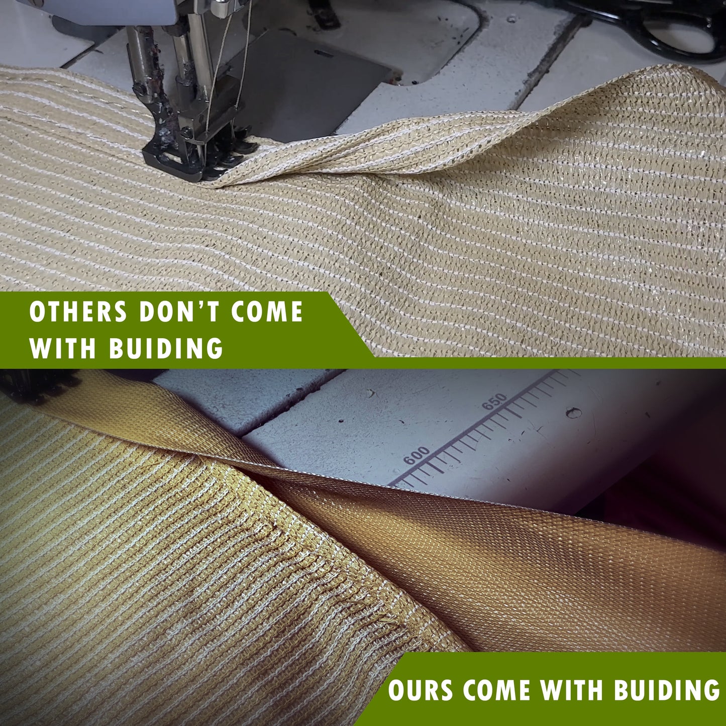 ColourTree 10' W x 25' L Sand Beige Pergola Sun Shade Canopy Replacement Cover, Commercial Grade 260 GSM Cloth for Outdoor Patio, Includes Stainless Steel Weighted Rods (We Make Custom Size)