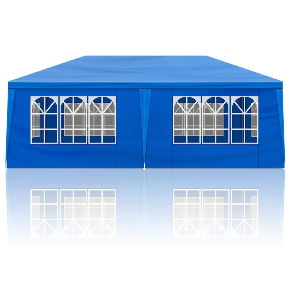 GVN 10x20 Outdoor Pop-up Canopy, Outdoor Party Tent with 6 Removable Sidewalls, UV Resistant Waterproof Canopy Tent for Outdoor Events, Patio Backyard, Blue