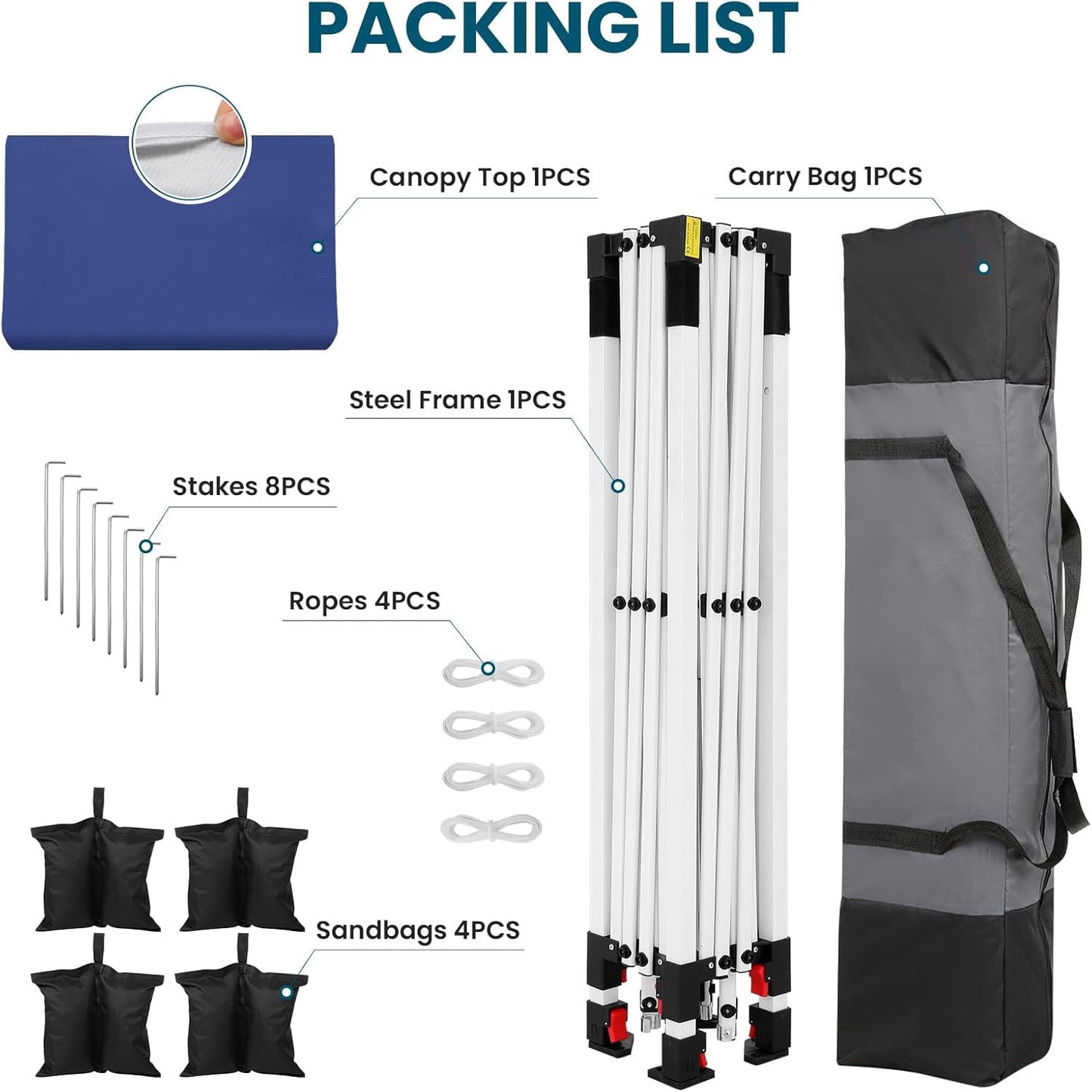 COBIZI Party Tent 10x10 Pop Up Canopy, Easy Setup Canopy Tent with Sandbags, Stakes & Ropes, UPF 50+ Waterproof Outdoor Instant Portable Shelter for Party, Events, Vendor, Gray