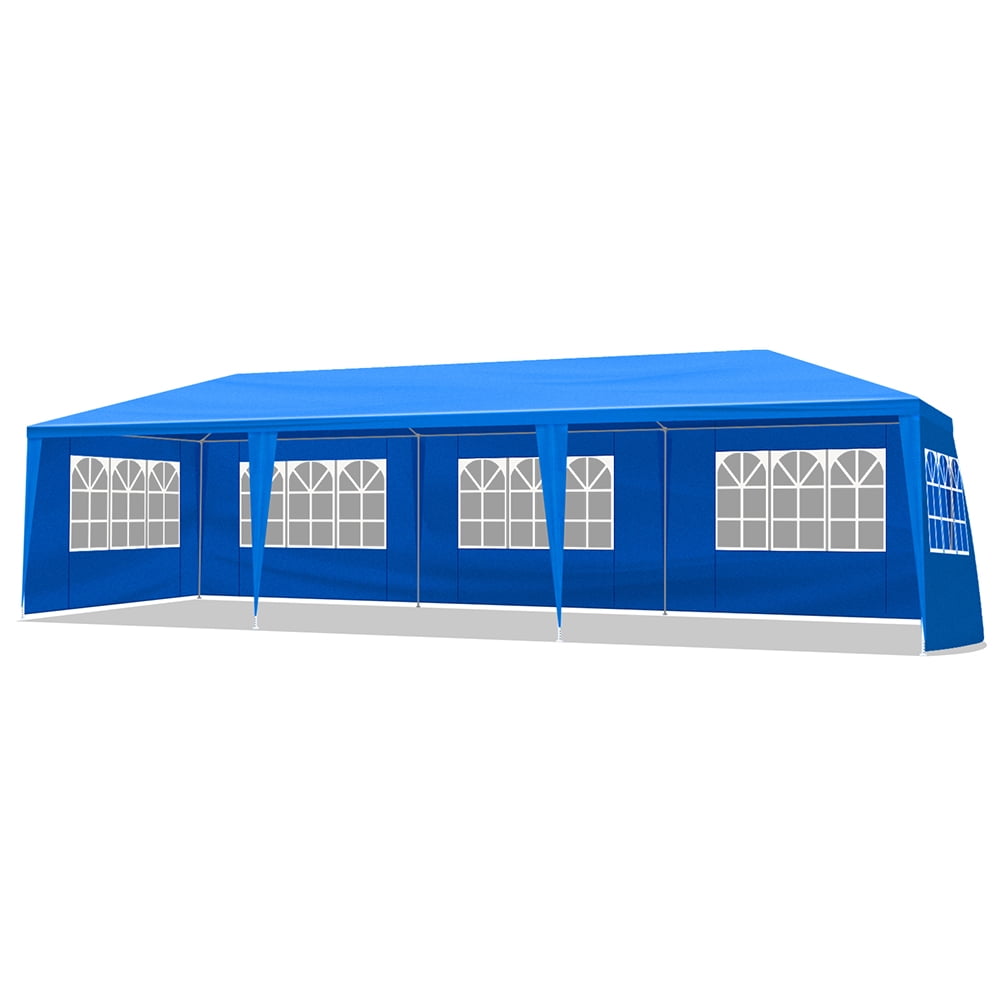 GVN 10x30 FT Outdoor Pop-up Canopy, Outdoor Party Tent with 8 Removable Sidewalls, UV Resistant Waterproof Canopy Tent for Outdoor Events, Patio Backyard, Blue