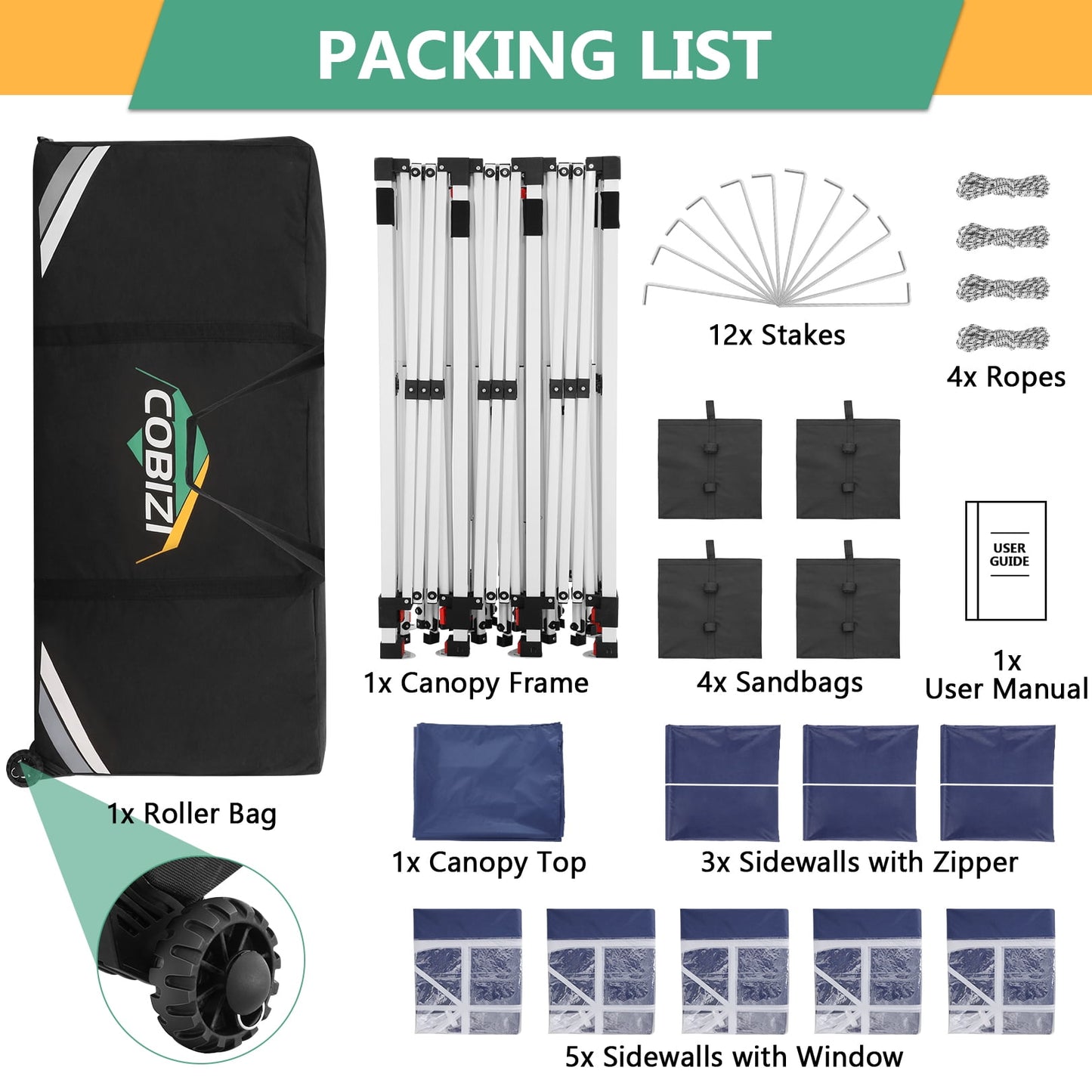 COBIZI 10x30 Pop-up Canopy Outdoor Wedding Party Tent Patio Gazebo Commercial Canopy Tent with Sidewalls Dark Blue