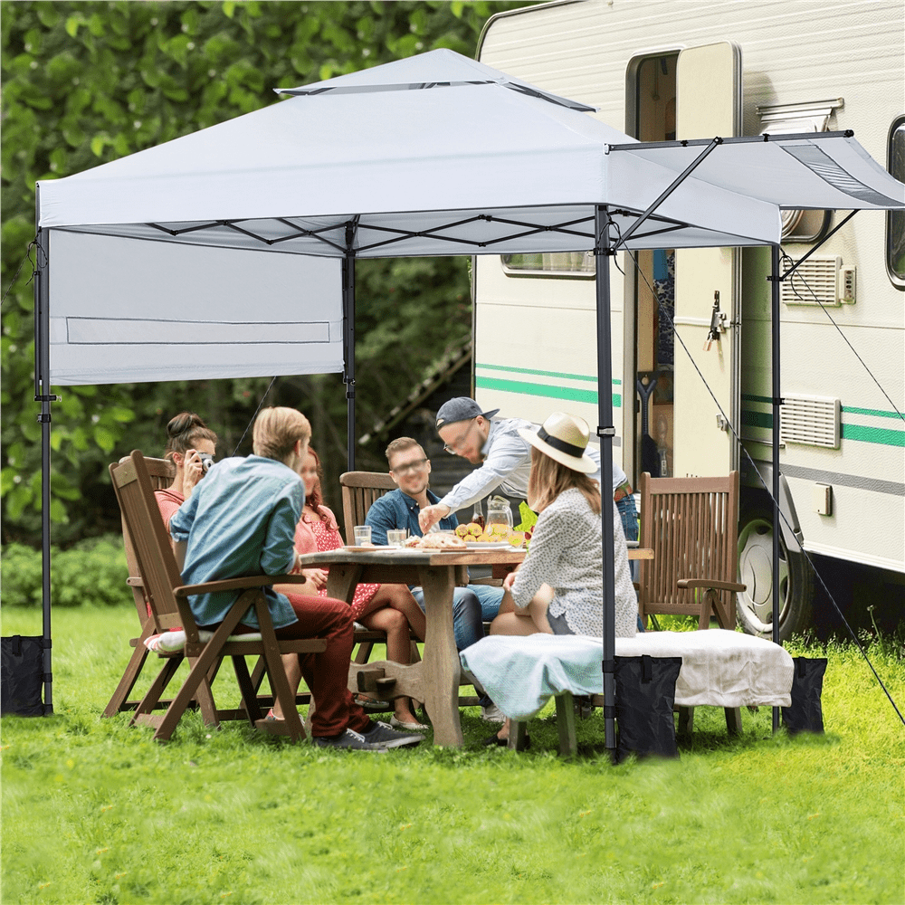 Renwick 10¡Á17ft Pop-up Canopy Tent with Side Awnings, White