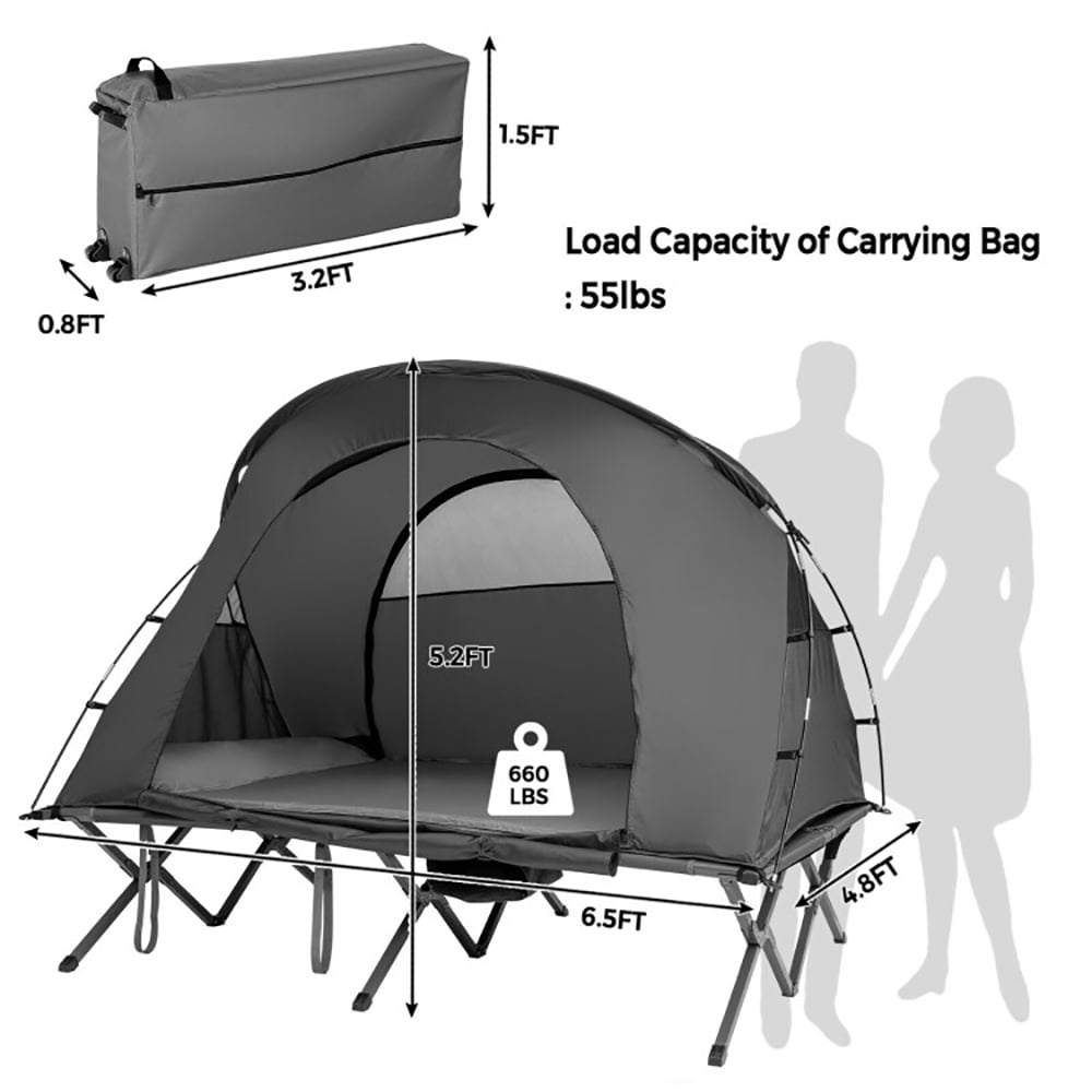 GVN 2-Person Outdoor Camping Tent with External Cover-Gray, Beach Shade, Easy Pop Up Beach Shade Beach Tent, SMQB Shelter Instant Portable Beach Tent Umbrella