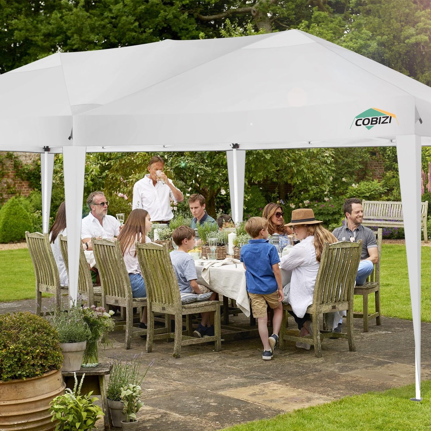 COBIZI 10x20 Pop up Canopy Party Tent Outdoor Event Protable Instant Shelter Canopy Gazebo with 6 Removable Sidewalls and Carry Bag,White