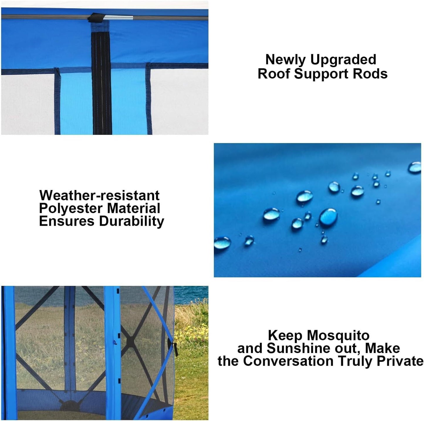 COBIZI Pop up Gazebo Screen Tent Screen House for Camping,12x12 Starry Sky Gazebo with Removable Roof, Outdoor Screened Gazebo with Sidewalls, Portable Hub Tent with Carry Bag and Ground Stakes,Blue