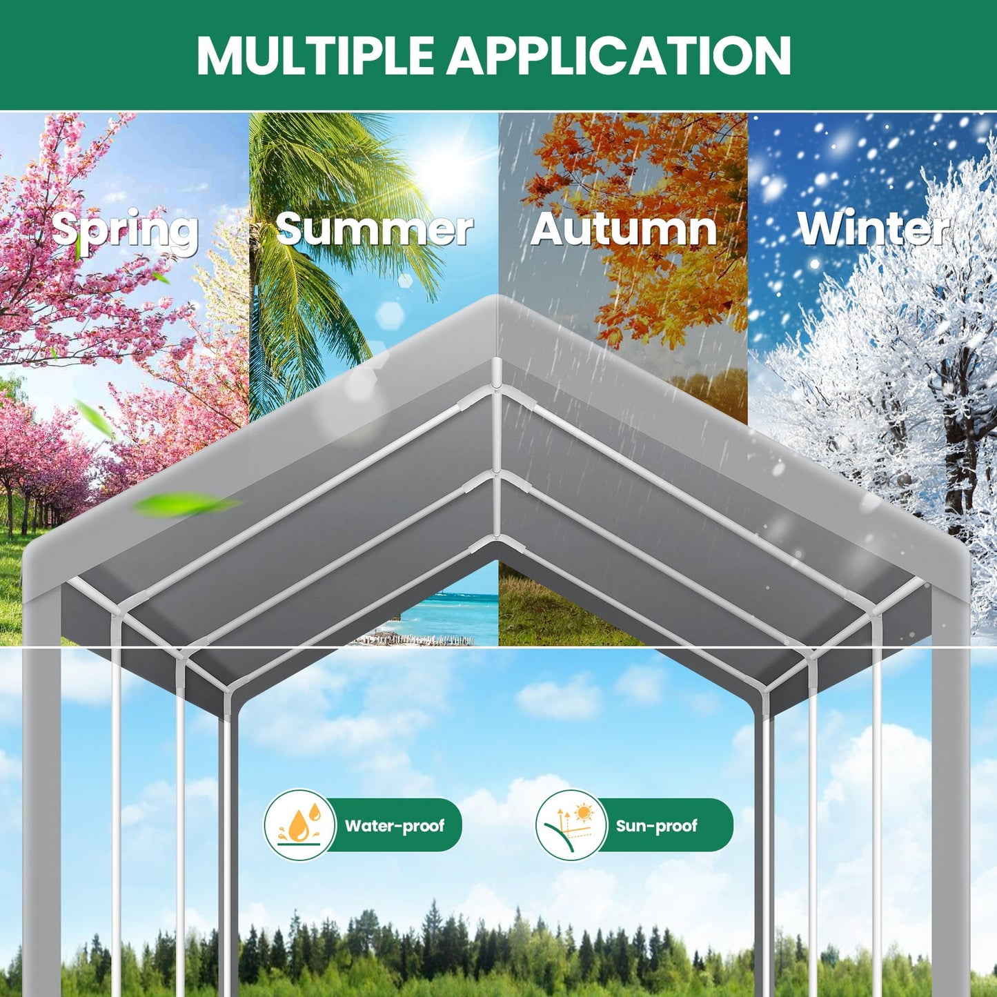 COBIZI Outdoor Metal Carport, 10' x 20' Heavy Duty Garage Car Shelter Shade, Carport Canopy with Powder-Coated Steel Frame for Outdoor Party, Birthday, Upgraded Grey