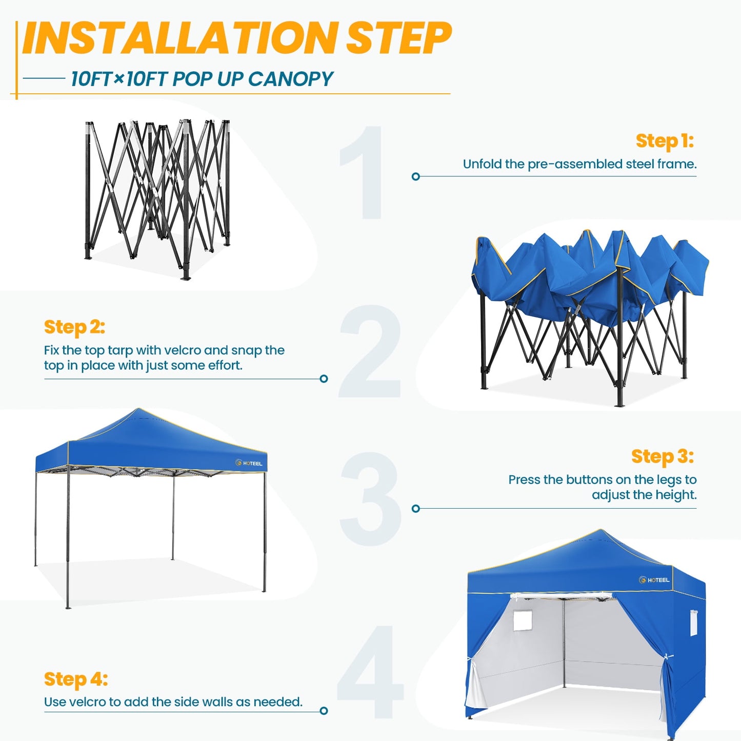 COBIZI Canopy Tent,10x10 Pop-up Canopy,Outdoor Tent with Mesh Window,Instant Tents for Party,Camping,Commercial,Waterproof Gazebo with 4 Removable Sidewalls,Carry Bag,&nbsp;Black