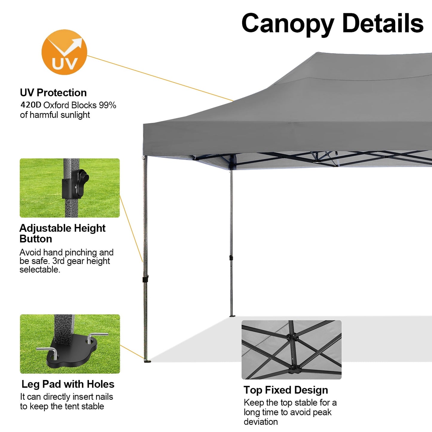 COBIZI 10x20 Pop-up Heavy Duty Canopy Tent with Adjustable Height, Waterproof and Instant Outdoor Shelter, Summer Canopy for Beach,Party,Camping Includes 4 Sandbags,Roller Bag,Dark Blue