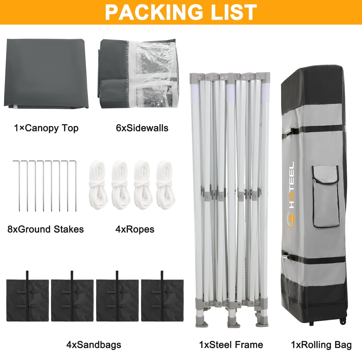 COBIZI 10x20 Pop up Heavy Duty Canopy Tent with 6 Removable Sidewalls,Party Tent for Weddings,Beaches,Outdoor Events,Commercial Seasonal Wind UV 50+& Waterproof&Sunburn Protection,Gray