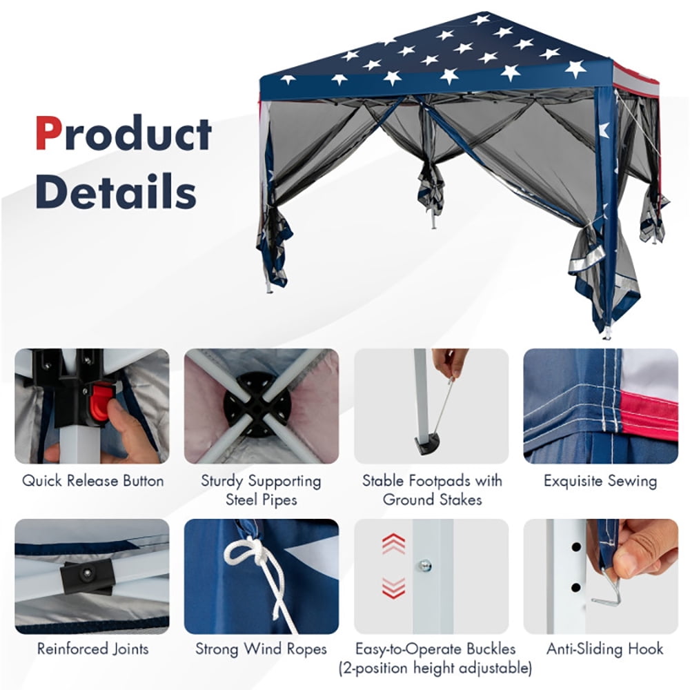 GVN 10 x 10 Feet Pop-up Canopy Tent Gazebo Canopy for Outdoor, Full Waterproof Outdoor Party Event Tents for Outside Party Waterproof Canopy Wedding Tent BBQ Shelter