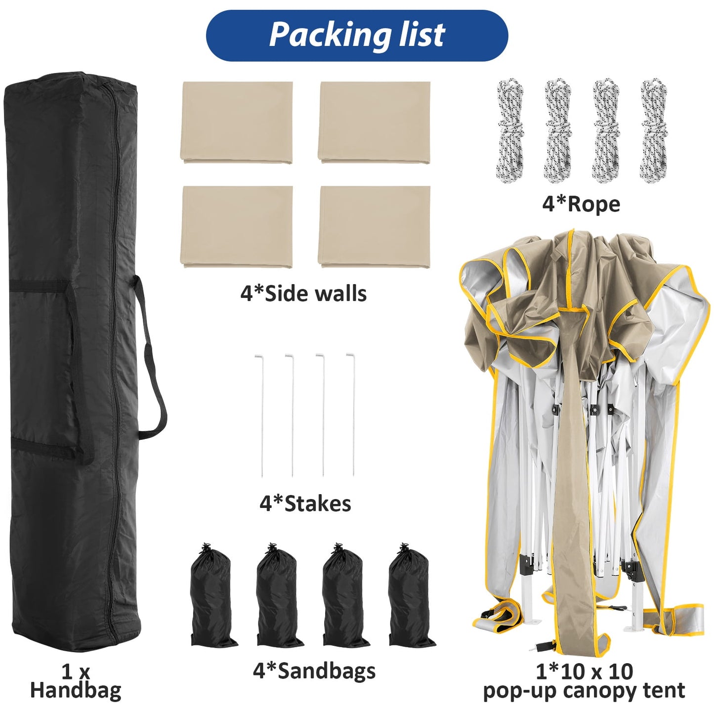 COBIZI 10x10 Pop up Canopy, Easy up Gazebos, Ez up Canopy with Church Window for Parties Beach Party Event Shelter Sun Shade with 4 Sidewalls & Carry Bag 4 Stakes & Ropes & Sandbags, Gray