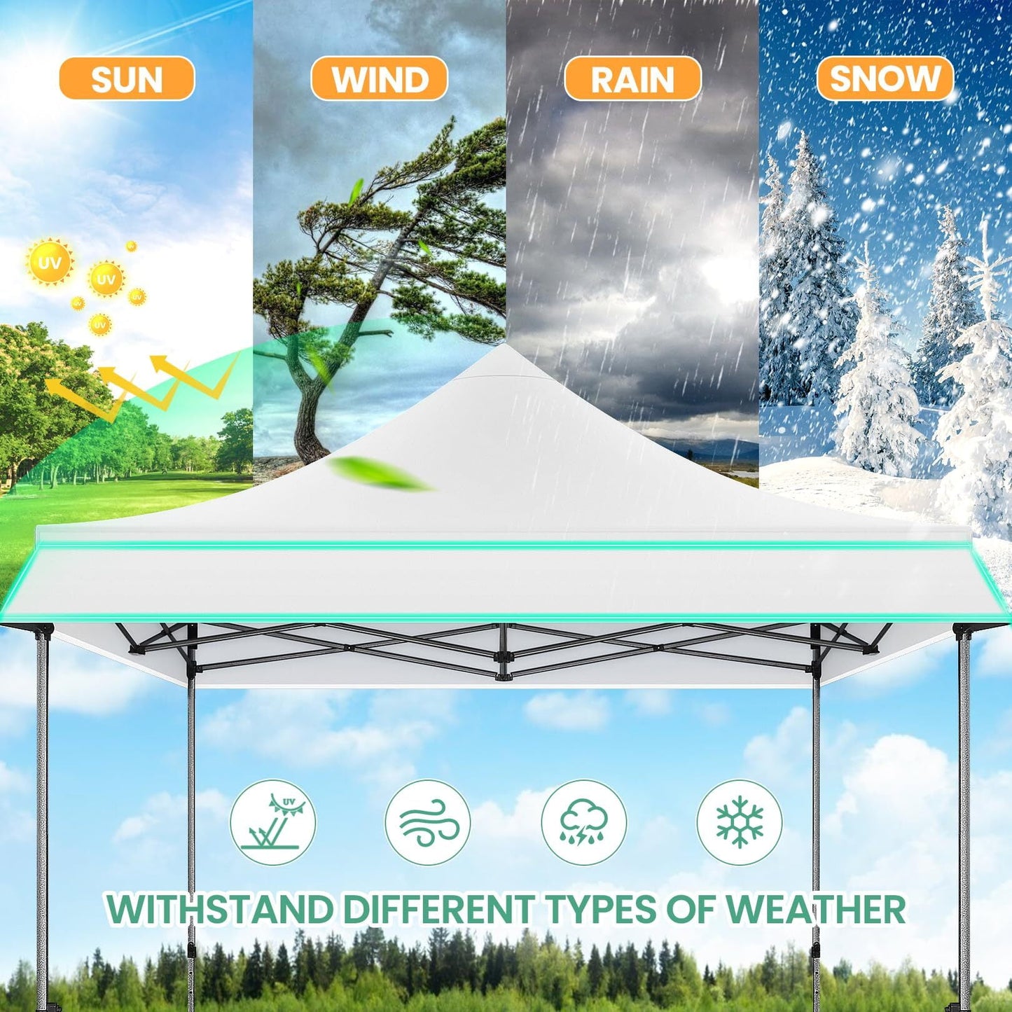 COBIZI 10x10 Pop Up Canopy Heavy Duty Party Tent with Removable Awning and Sidewalls,Easy Up Outdoor Wedding Commercial Canopy,Gazebo All Season Windproof&Waterproof UPF 50+,Black