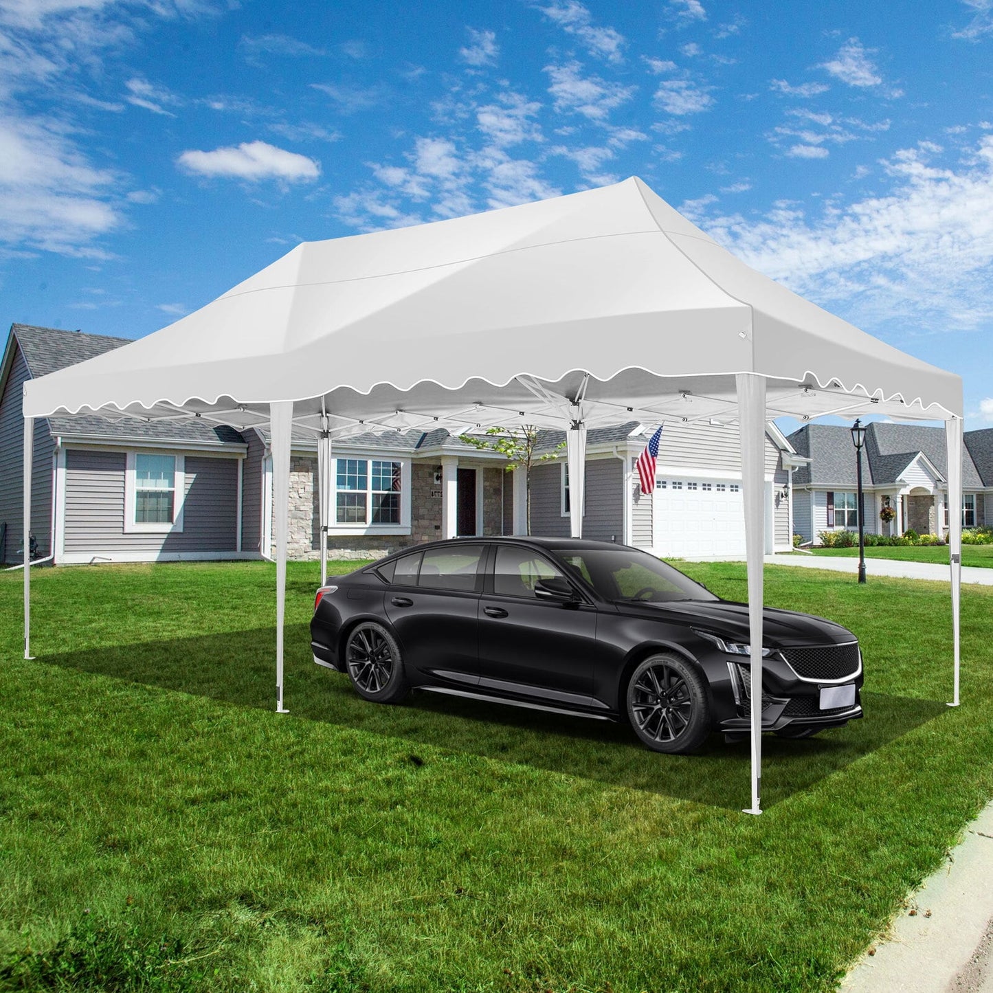 COBIZI 10x20 Canopy Tent Pop Up Canopy, Outdoor Shade Tent with Wheeled Bag & Curled Edge Fully Waterproof, Portable Event Tents for Parties, Wedding, Backyard, Camping,white