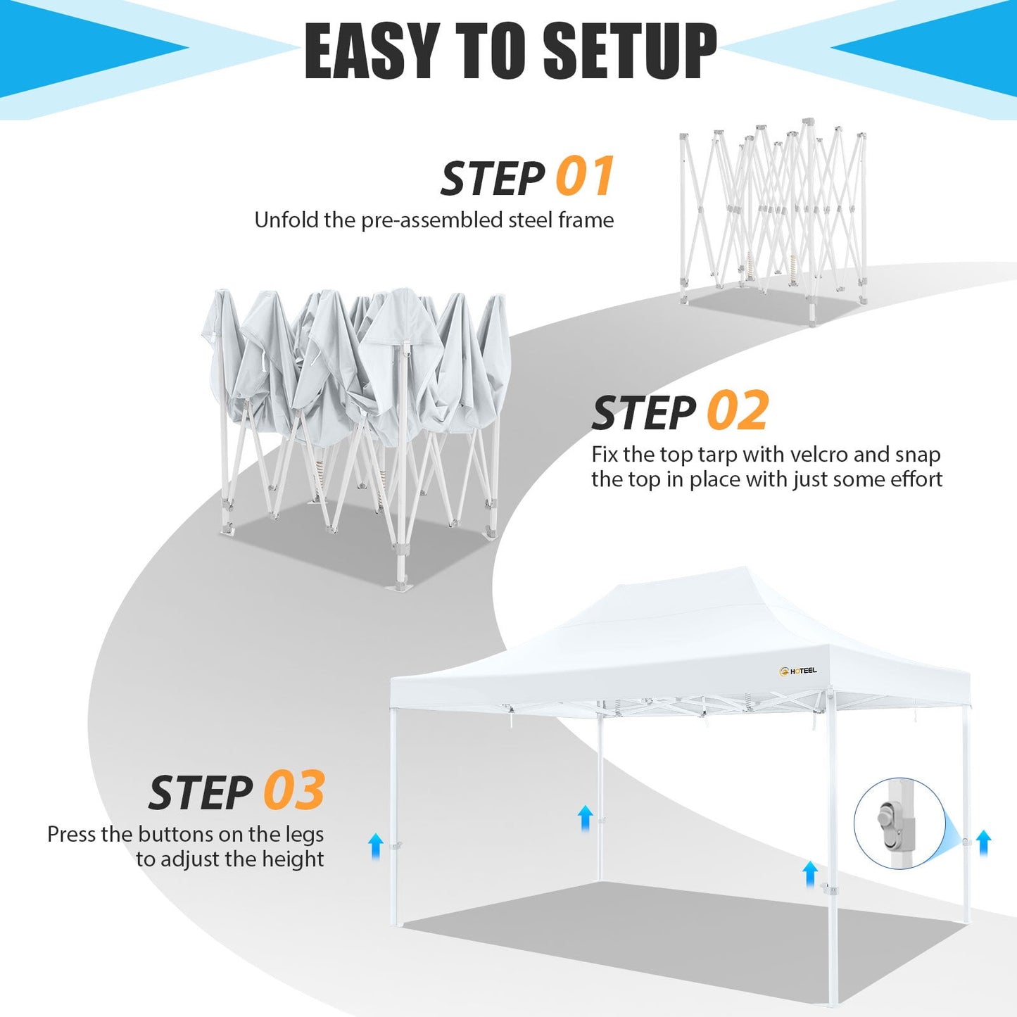 COBIZI 10x15 Canopy Tent Heavy Duty Pop Up Canopy Tent for Parties Event Wedding Commercial Easy Up Canopy with Roller Bag,UV 50+ & Upgraded No Water Accumulation, Thick Hexagonal Legs,Dark Blue