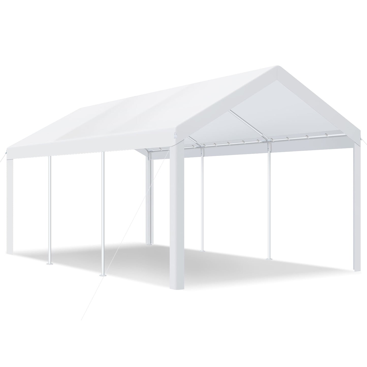COBIZI Carport 10'x20' Large Heavy Duty Car Tent with Powder-Coated Steel Frame, Portable Garage with Removable Sidewalls & Doors, Car Canopy with All-Season Tarp for Outdoor Party, Birthday, White