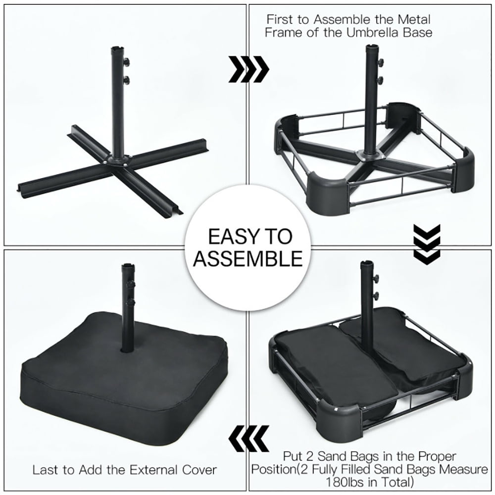 GVN 15 Feet Double-Sided Twin Patio Umbrella with Crank and Base-Gray, Outdoor Table Umbrella, Outdoor Umbrella, Market Umbrella for Outdoor Patio Backyard Garden Lawn Sun Shade