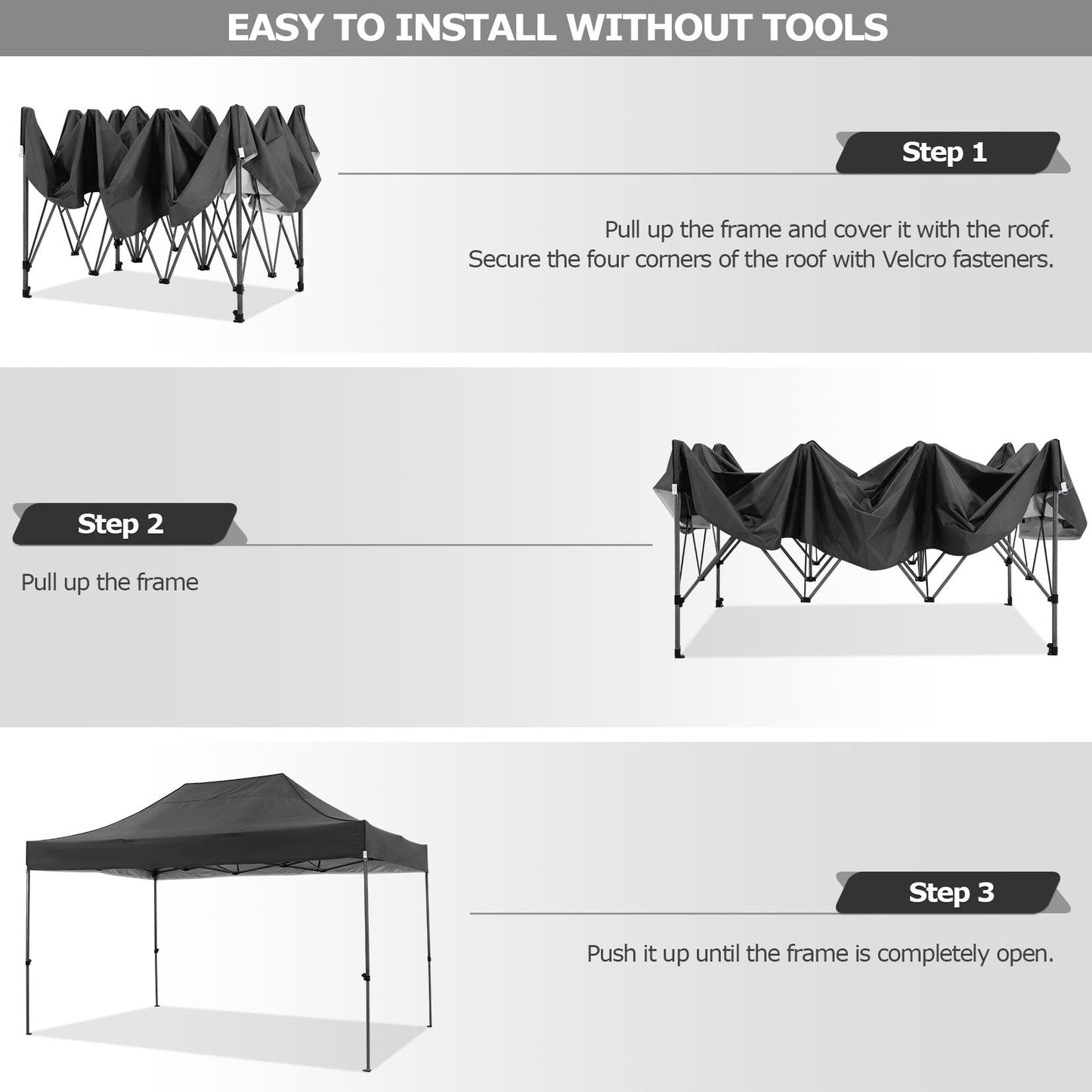 COBIZI 10x15ft Pop up Canopy, Easy up Heavy Duty Canopy Tent with 4 Removable Sidewalls,Black