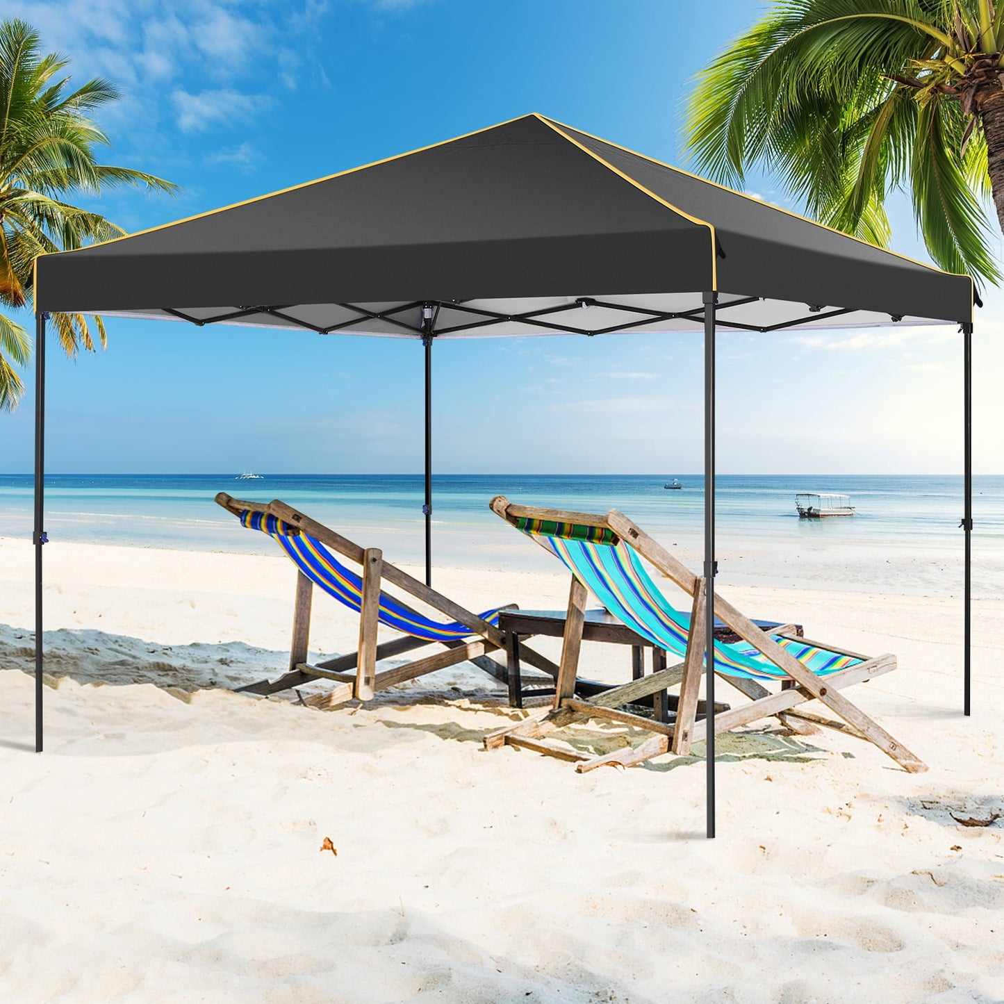 COBIZI 10x10 Pop-up Canopy Tent with 4 Sidewalls and Mesh Windows 2.0, Waterproof Commercial Instant Outdoor Canopy Tents for Party/Exhibition/Picnic with Carry Bag,4 Stakes & Ropes,Black