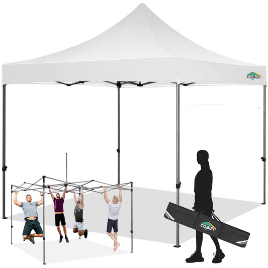 COBIZI 10 x 10 Heavy Duty Pop-up Canopy Tent with Adjustable Height, UPF 50+ Waterproof and Instant Outdoor Shelter, Outdoor Canopy for Beach,Party,Camping Includes 4 Sandbags, and Carrying Bag,Gray