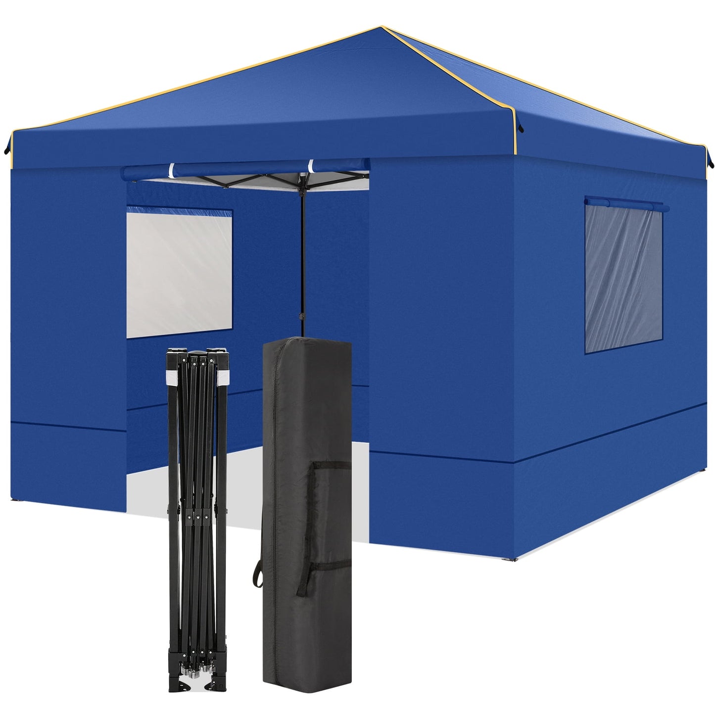 COBIZI 10X10 Pop-up Waterproof Canopy with Mesh Window, Carry Bag, Easy to Carry, 4 Removable Sidewalls, 4 Stakes & Ropes, Outdoor Tents for Party/Exhibition/Picnic,Dark Blue