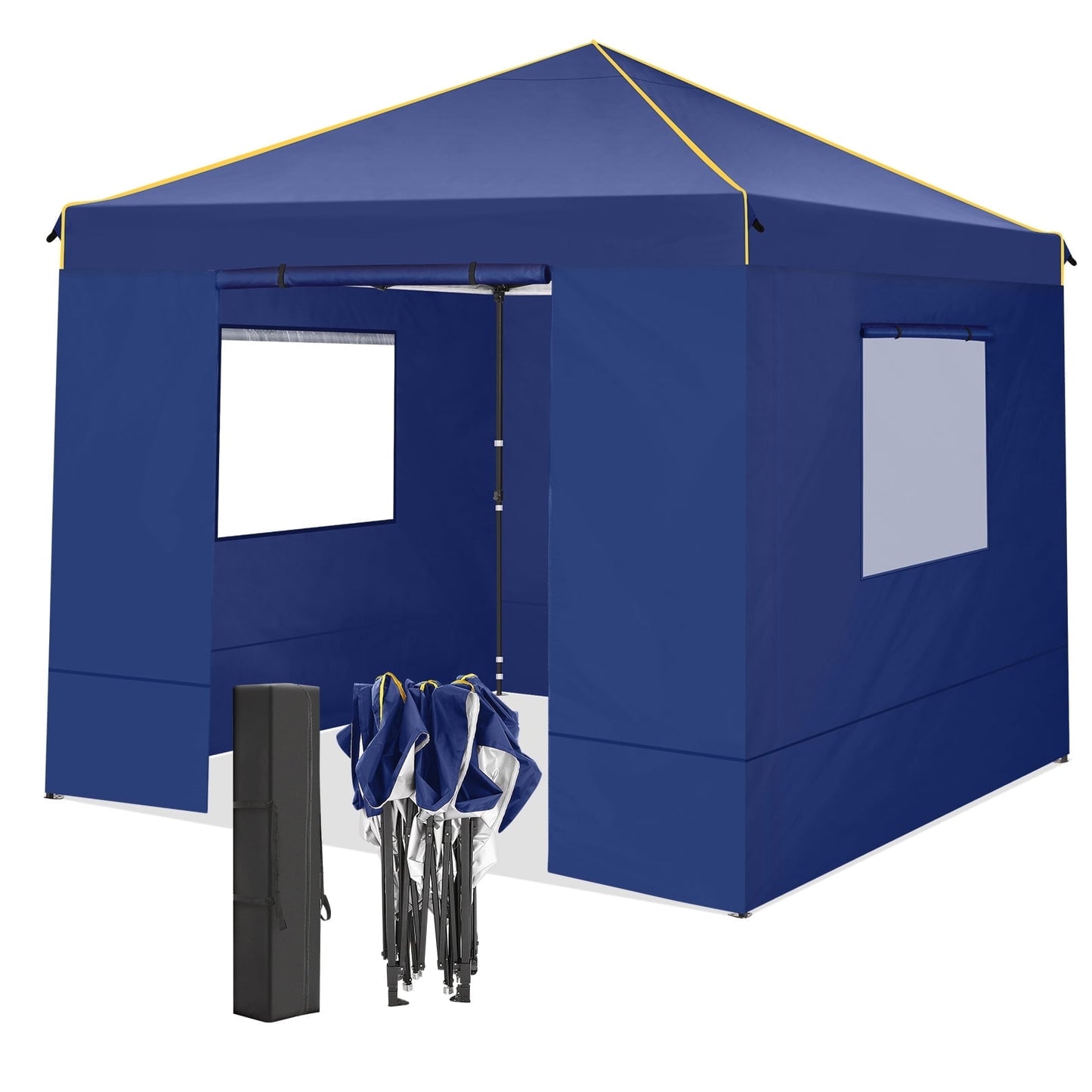 COBIZI 10x10 Pop-up Canopy Tent with 4 Sidewalls and Mesh Windows 2.0, Waterproof Commercial Instant Outdoor Canopy Tents for Party/Exhibition/Picnic with Carry Bag,4 Stakes & Ropes,Black