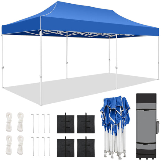 COBIZI 10x20 Pop Up Canopy Heavy Duty Canopy Tent for Parties Event Wedding, Commercial Outdoor Canopy Easy Up, All Season Wind UV 50+ & Waterproof Gazebo with Roller Bag, Thickened Legs,blue