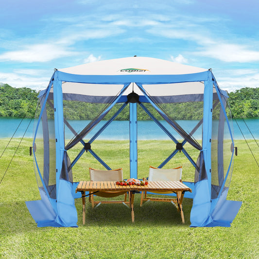COBIZI 12'x12' Fast-Setup Gazebo, Portable & Waterproof Outdoor Shelter, UV-Resistant, 8-Person, Cerulean Blue