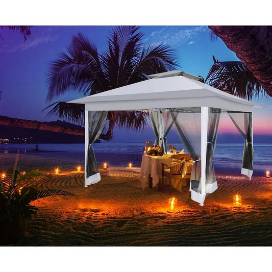 COBIZI 12'x12' Pop-Up Gazebo, Mosquito Netting, Adjustable, Outdoor Tent,144 sq.ft Shade, Gray
