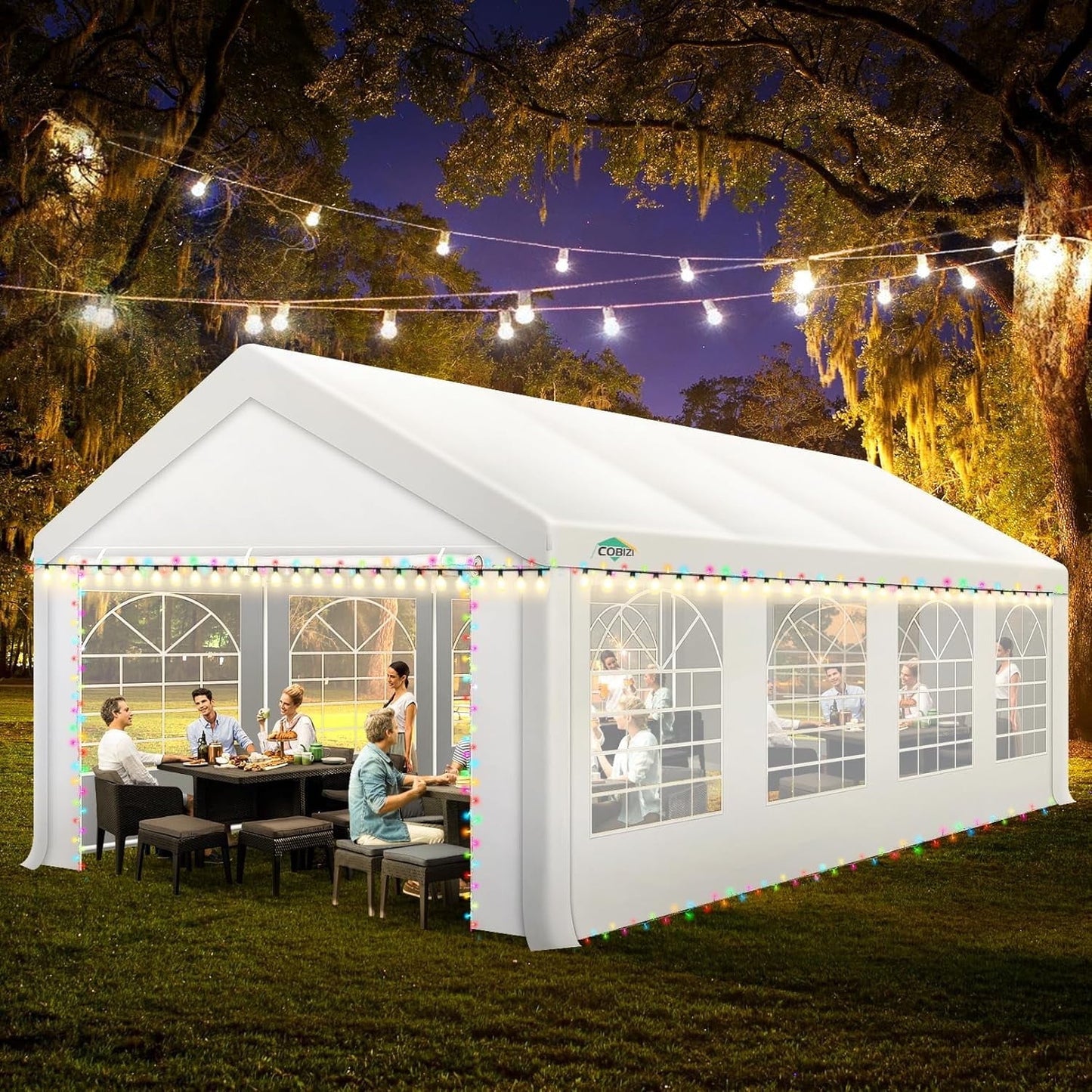 COBIZI 13x26 Canopy Tent, Heavy Duty, Removable Sidewalls, Weatherproof, UV 50+ Event Shelter, Easy Installation, White