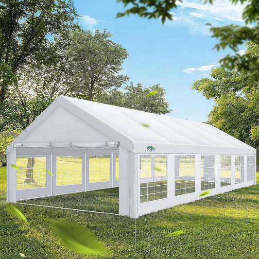 COBIZI 20x40 Heavy Duty Outdoor Canopy Large Party Tent & Carport, Upgraded Outdoor Event Shelter Tent with 8 Removable Sidewalls, UV50+, Big Tent for Wedding, Festivals, Birthday Parties, White