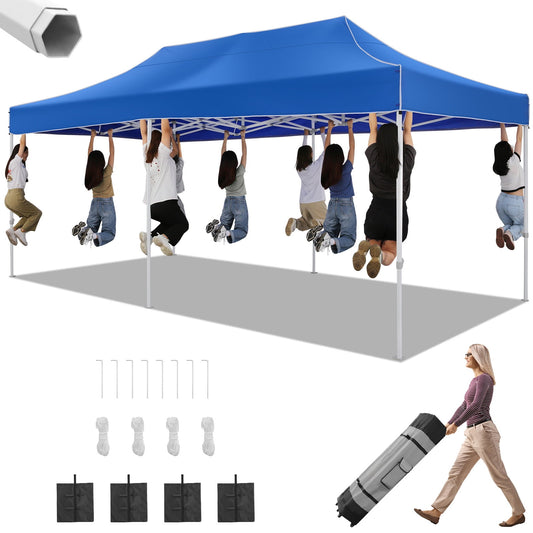 COBIZI Canopy Tent 10x20 pop-up Heavy Duty Canopy Tent,Commercial Party Tent for Weddings,Beaches,Outdoor Events, All Seasons Wind UV 50+& Waterproof&Sunburn Protection,Blue