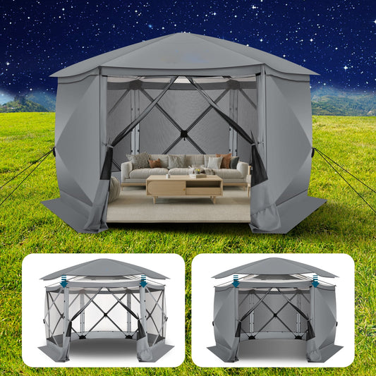 COBIZI Pop up Gazebo Screen Tent Screen House for Camping,12x12 Starry Sky Gazebo with Removable Roof, Outdoor Screened Gazebo with Sidewalls, Portable Hub Tent with Carry Bag and Ground Stakes,Gray