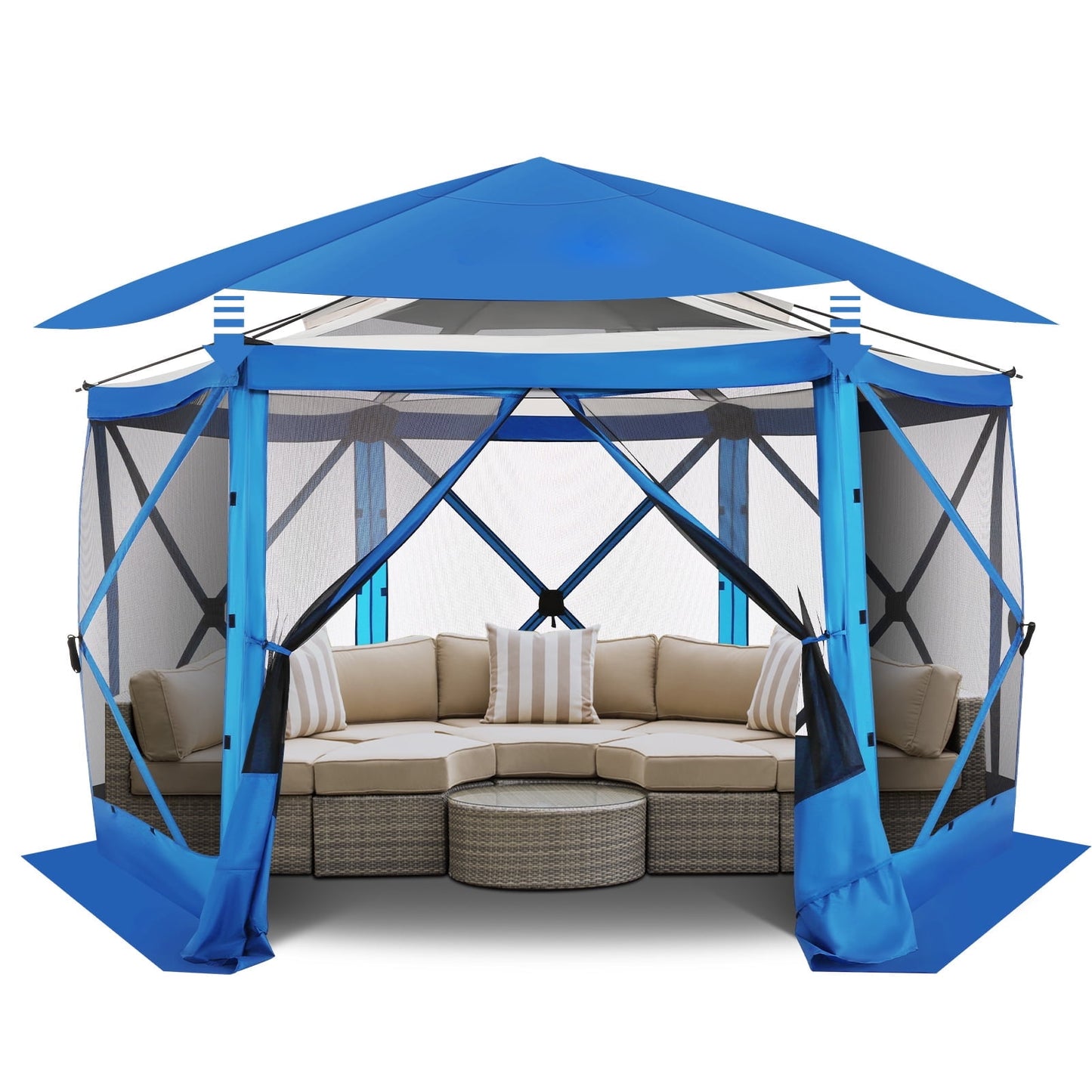 COBIZI Pop Up Gazebo Starry Sky Screen Tent Screen House with a mesh top for Camping, 12x12 Screen Room with Mosquito Netting, Hub Tent Instant Screened Canopy with Carrying Bag, Blue