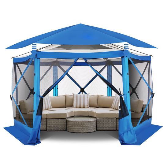 COBIZI Pop Up Gazebo Starry Sky Screen Tent Screen House with a mesh top for Camping, 12x12 Screen Room with Mosquito Netting, Hub Tent Instant Screened Canopy with Carrying Bag, Blue