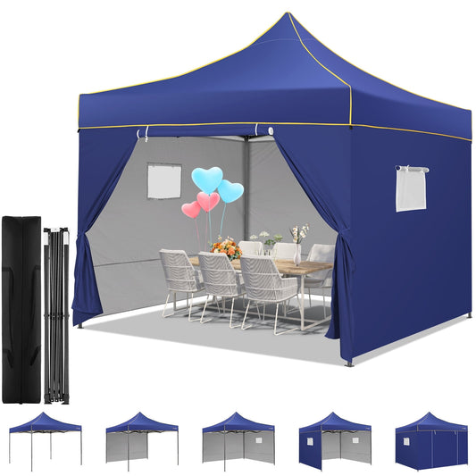 COBIZI Pop-up Canopy 10x10 Tents for Parties, Outdoor Canopy with Sidewalls and Carry Bag,Waterproof Tent for Backyard, Wedding, Event, Sports, Commercial,Dark Blue