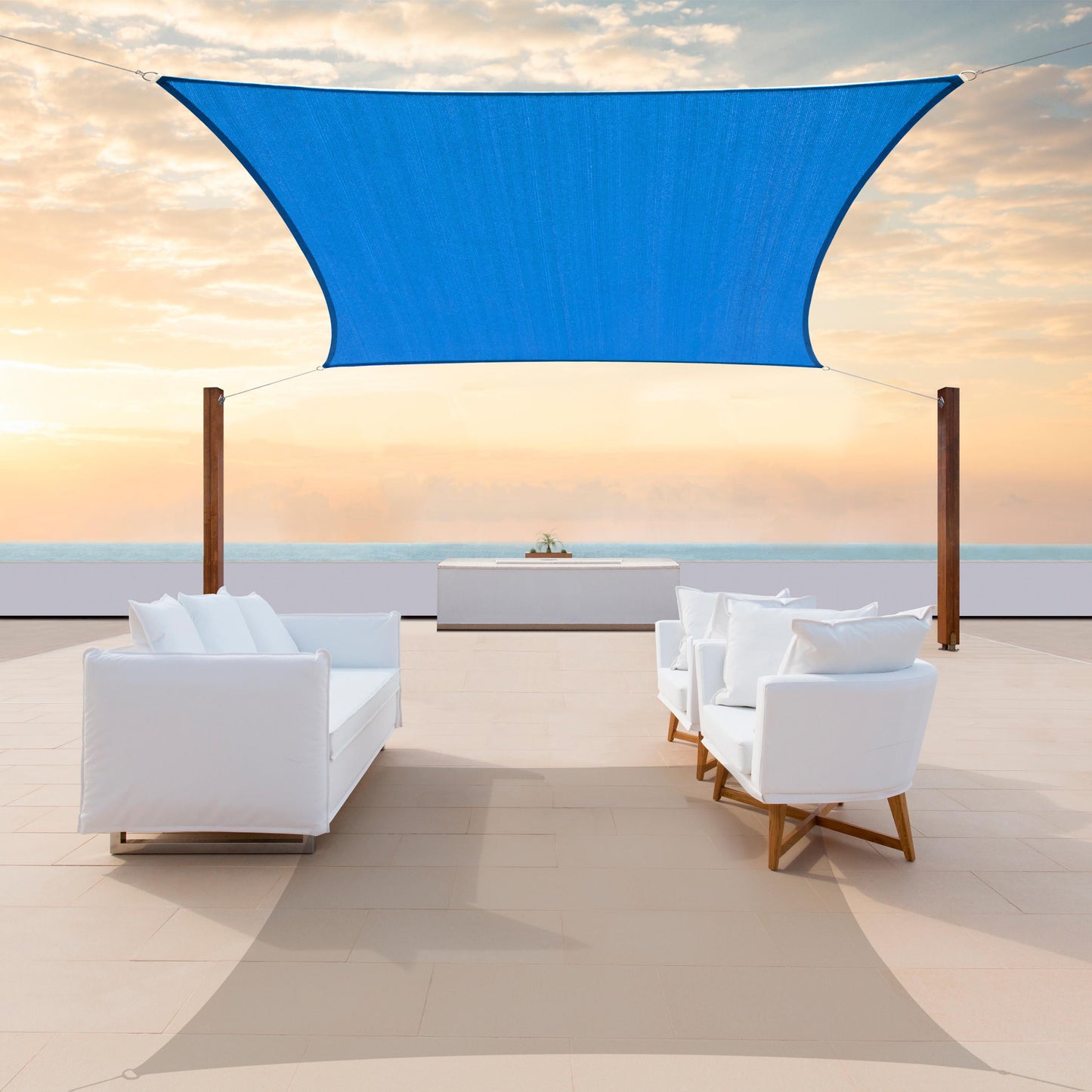 ColourTree 10' x 16' Blue Rectangle Sun Shade Sail Canopy Mesh Fabric UV Block Air & Water Permeable - Commercial Heavy Duty - 190 GSM - 3 Years Warranty ( We Make Custom Size )