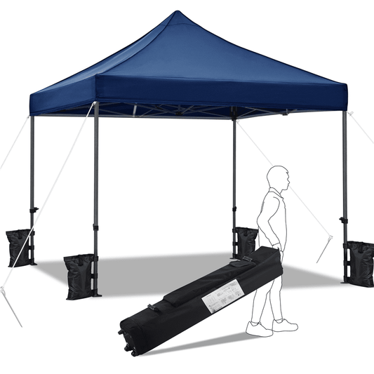 Renwick 10x10ft Commercial Pop Up Canopy Tent with Wheeled Carry Bag, Navy Blue