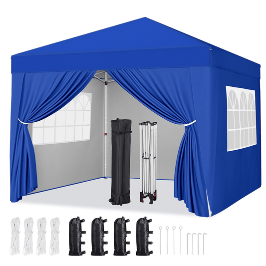 Renwick 10x10ft Enclosed Pop-Up Canopy with Window for Party Wedding Marketing, Blue