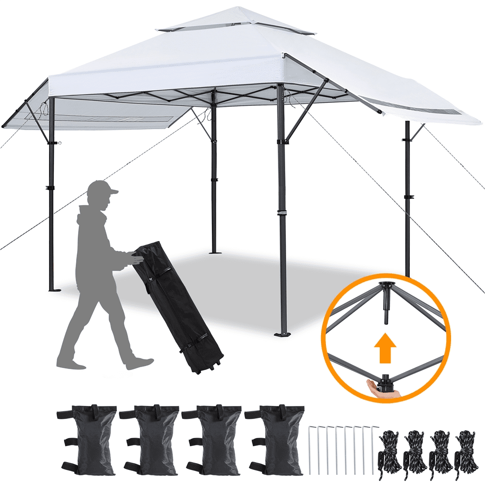 Renwick 10¡Á17ft Pop-up Canopy Tent with Side Awnings, White