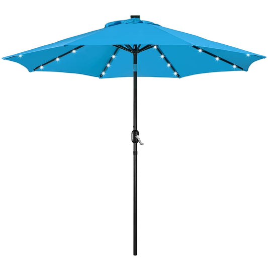 Renwick 9Ft LED Umbrella for Patio Table, Sky Blue