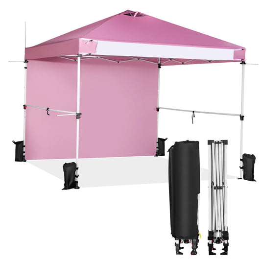 GVN 10 x 10 Feet Foldable Commercial Pop-up Canopy with Roller Bag and Banner Strip-Pink, Full Waterproof Outdoor Party Event Tents for Outside Party Waterproof Tent BBQ Shelter