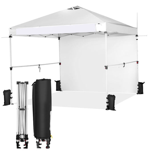 GVN 10 x 10 Feet Foldable Commercial Pop-up Canopy with Roller Bag and Banner Strip-White, Full Waterproof Outdoor Party Event Tents for Outside Party Waterproof Tent BBQ Shelter