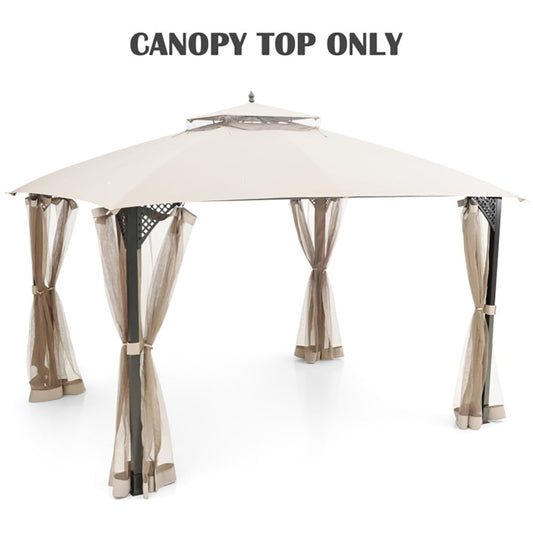 GVN 12' x 10'Outdoor Double Top Patio Gazebo-Beige, Full Waterproof Outdoor Party Event Tents for Outside Party Waterproof Tent BBQ Shelter