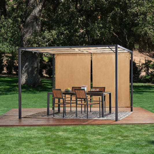 Grayson Outdoor Steel Framed 10' by 10' Gazebo, Beige