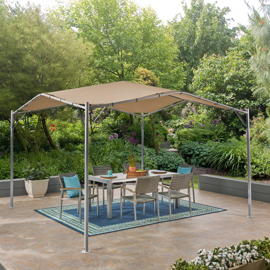 Greysen Outdoor 11.5' x 11.5' Aluminum Gazebo Canopy, Beige, Silver