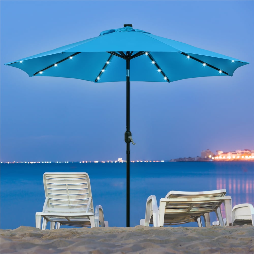 Renwick 9Ft LED Umbrella for Patio Table, Sky Blue