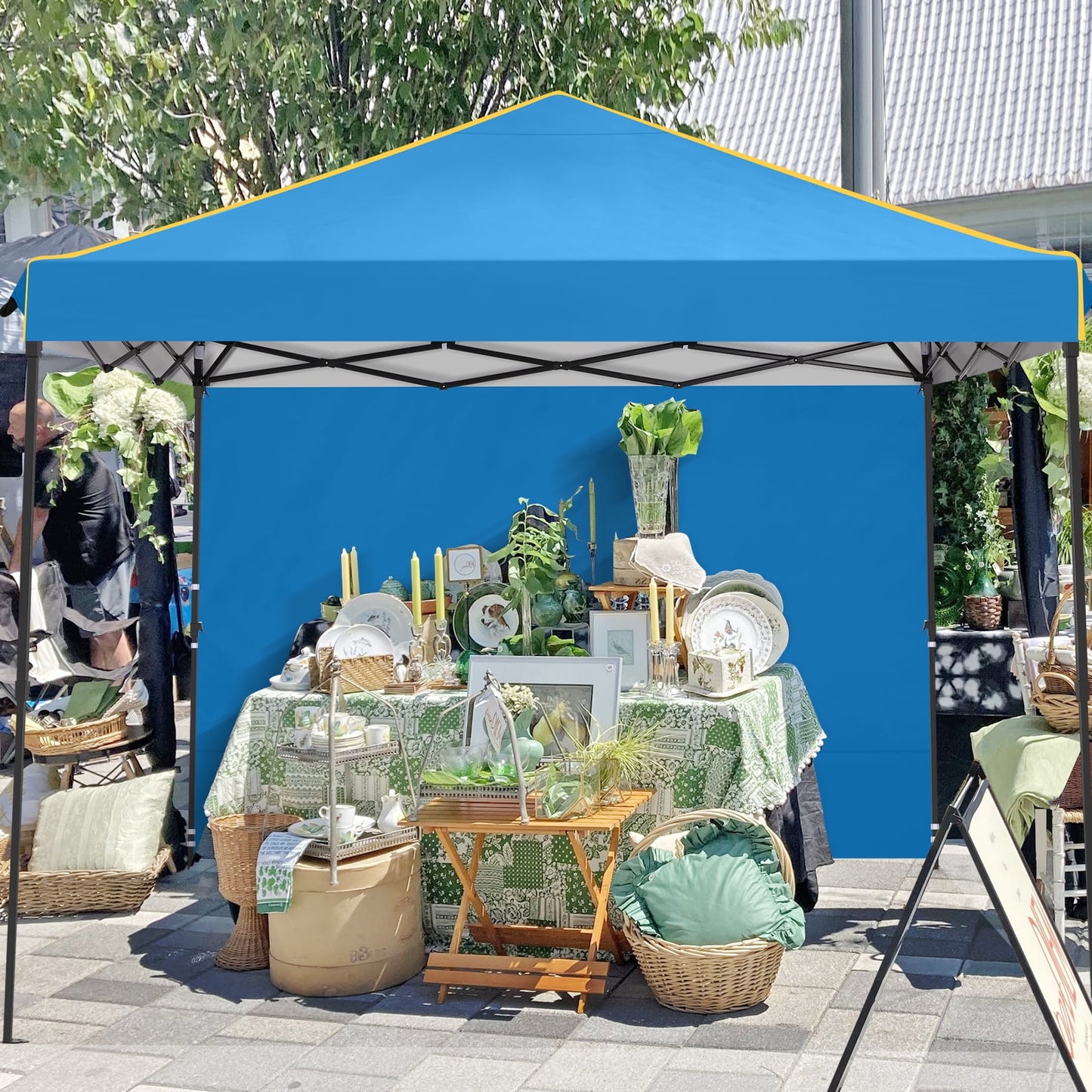 COBIZI 10x10 Pop-up Canopy Tent with 4 Sidewalls and Mesh Windows 2.0, Waterproof Commercial Instant Outdoor Canopy Tents for Party/Exhibition/Picnic with Carry Bag,4 Stakes & Ropes,Black