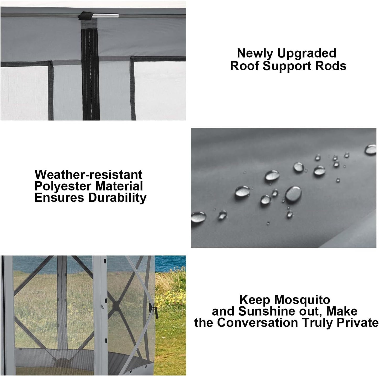 COBIZI Pop up Gazebo Screen Tent Screen House for Camping,12x12 Starry Sky Gazebo with Removable Roof, Outdoor Screened Gazebo with Sidewalls, Portable Hub Tent with Carry Bag and Ground Stakes,Gray