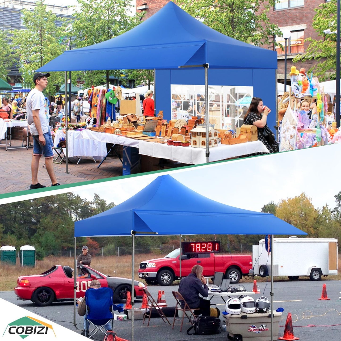 COBIZI 10x10 Pop Up Canopy Heavy Duty Party Tent with Removable Awning and Sidewalls,Easy Up Outdoor Wedding Commercial Canopy,Gazebo All Season Windproof&Waterproof UPF 50+,Black