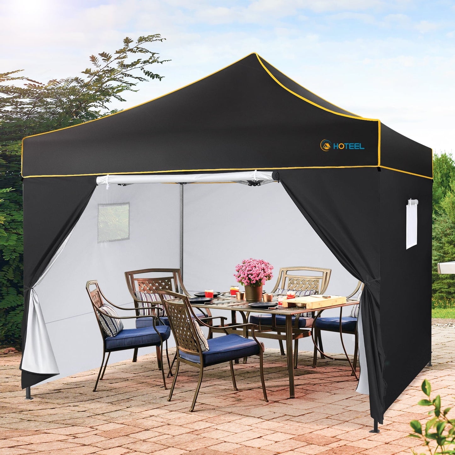 COBIZI Canopy Tent,10x10 Pop-up Canopy,Outdoor Tent with Mesh Window,Instant Tents for Party,Camping,Commercial,Waterproof Gazebo with 4 Removable Sidewalls,Carry Bag,&nbsp;Black